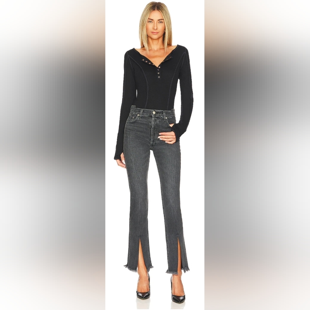 (004) NWT FREE PEOPLE SLOANE BODYSUIT IN BLACK SIZE SMALL